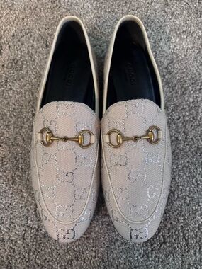 Gucci Jordaan Metallic Horsebit Loafers